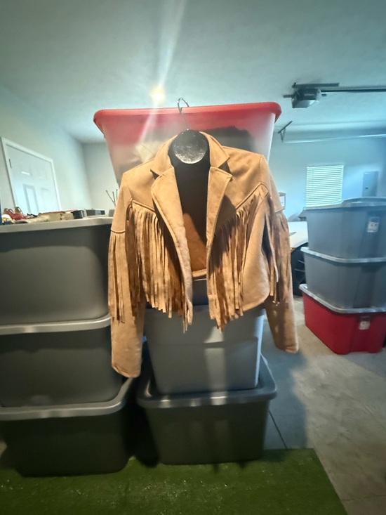 Jackets & Blazers - Fringe Suede Crop Jacket - Tan p71